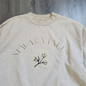 Vintage Niagara Falls Canada Sweatshirt Womens Large Beige Cozy Comfy